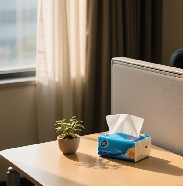 facial tissue kept at desks
