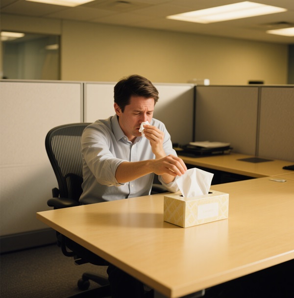 runny noses with facial tissue