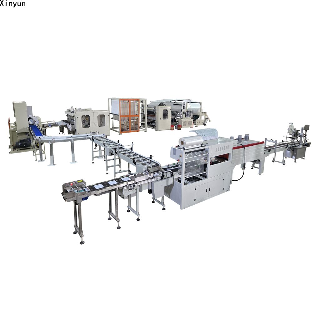Automatic tape handle maxi roll paper labeling machine production line.jpg