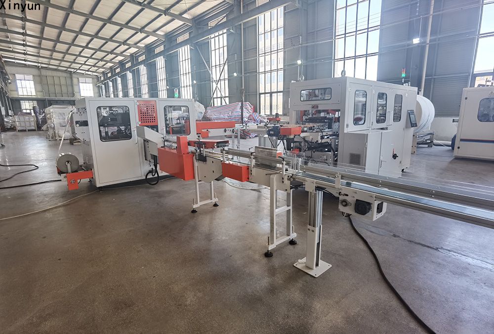 Automatic transferrring facial tissue paper production line