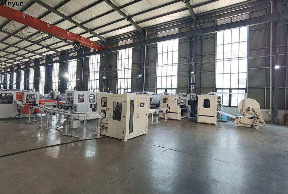 Automatic transferrring facial tissue paper production line