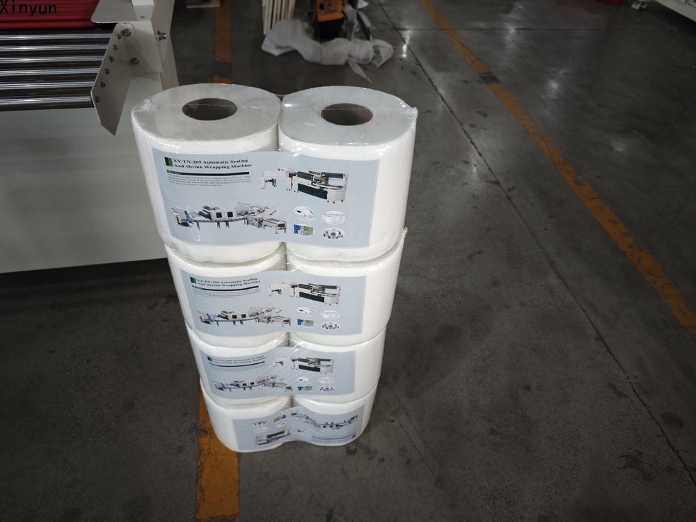 High speed 2 rolls labeling JRT roll paper shrink wrapping machine